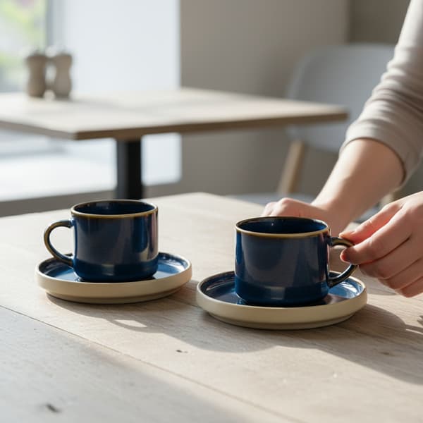 KOPPER MED UNDERKOPPER TIL KAFFE- OG TESERVICE 200 ml GARNET Ø 8,5 CM
