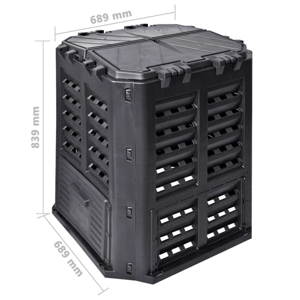 vidaXL havekompostor, sort, 68,9x68,9x83,9 cm, 360 L