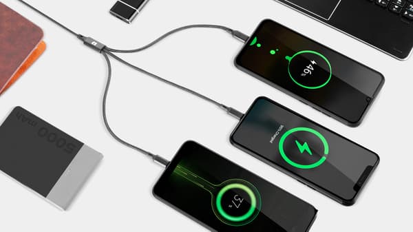 Kaapeli USB 3-in-1 - micro USB USB-C Lightning 100 cm