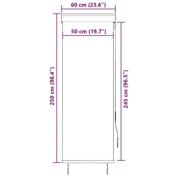 vidaXL Rullgardin, 60x250 cm, blå och vit
