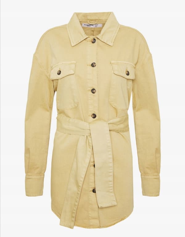 GLAMOROUS DAMEJAKKE MED BÆLTE BEIGE 36 W_B
