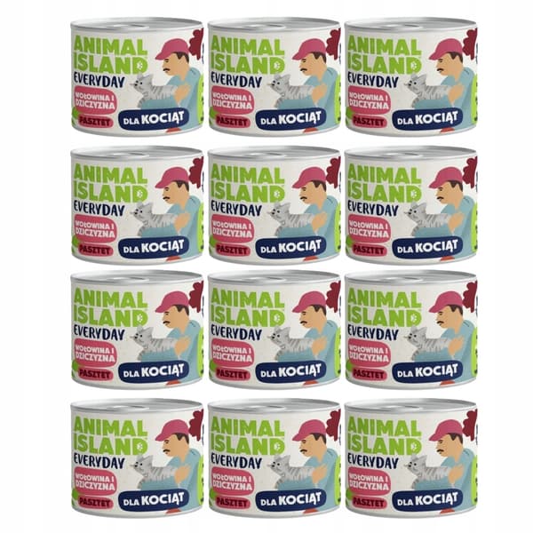 Våtfoder för kattungar ANIMAL ISLAND nötkött/viltkött 12x185g