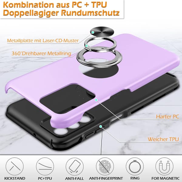 ETUI TIL SAMSUNG GALAXY A13 4G LILLA MED RING, SOLIDT