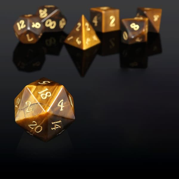 Tiger's Eye RPG-tärningar, set med 7 kristalltärningar