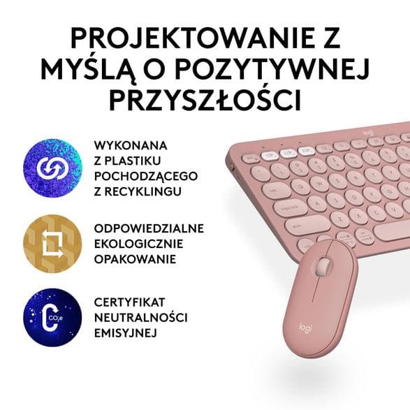 LOGITECH Pebble 2 Combo Tangentbord + Mus Set Rosa 920-012241