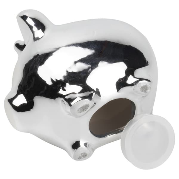 Keramisk spargris silver spegel 9,5x7x8,5 cm