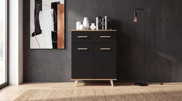 KOMMODE TIL STUE 73 CM SORT EGEGRUND WOTAN MODERNE LOFTSKAB