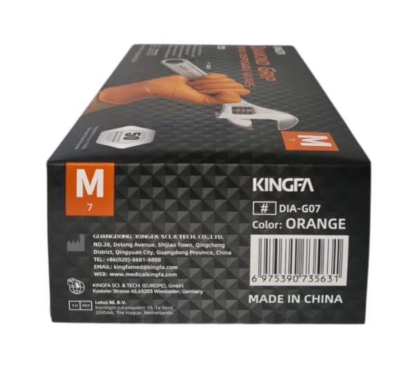 Handsker Nitril Tykke GRIP Orange 85G KINGFA 50 stk - Str. M