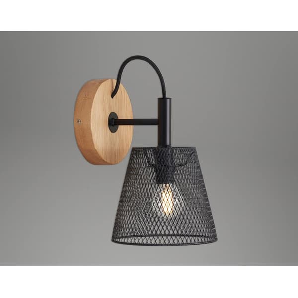 Vägglampa Retro Loftlampa E14 Svart Metall Trä - Vardagsrum Sovrum