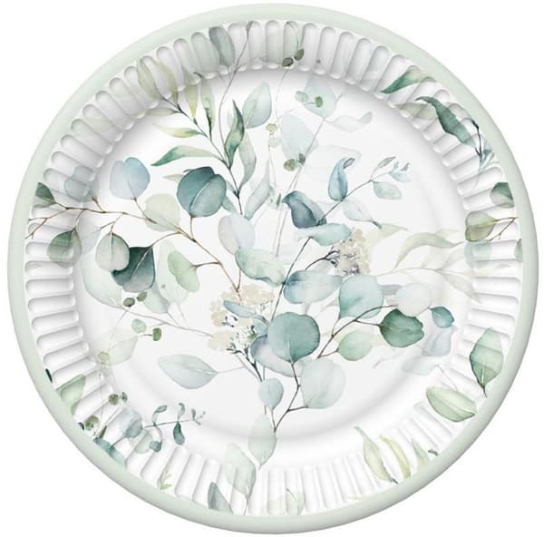 Sæt med tallerkener, kopper og servietter EUCALYPTUS