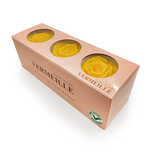 Stabiliseret rose - Kanariegul - XL - 3 stk.