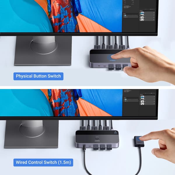Ugreen CM664 HDMI-switch 2-i-1 KVM-switch - sort