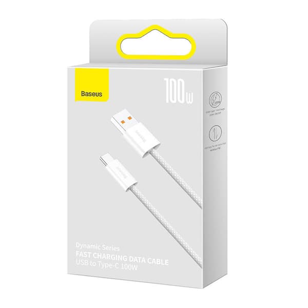 Baseus Dynamic Series USB-C-kaapeli, 100W, 2m (valkoinen)