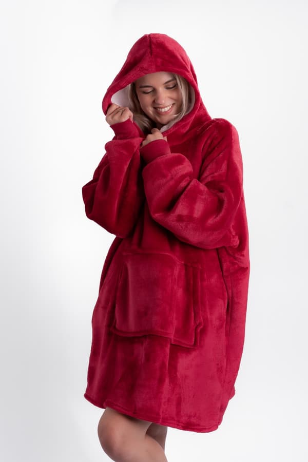 Kocobluse tæppe sweatshirt blød stor oversize tyk varm hætte gave 2i1