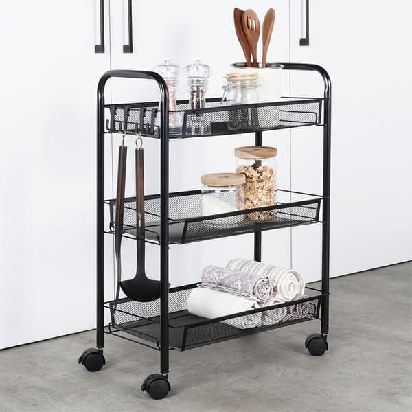 opbevaringsvogn metal sort 3-niveau