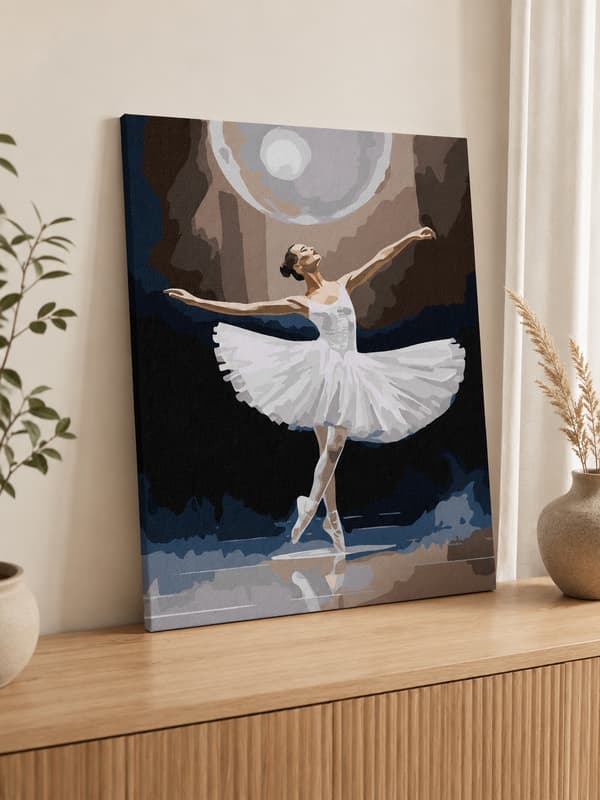 MÅLNING MED SIFFROR MED RAM Tavlor för målning - Vit Svan 40x50 cm