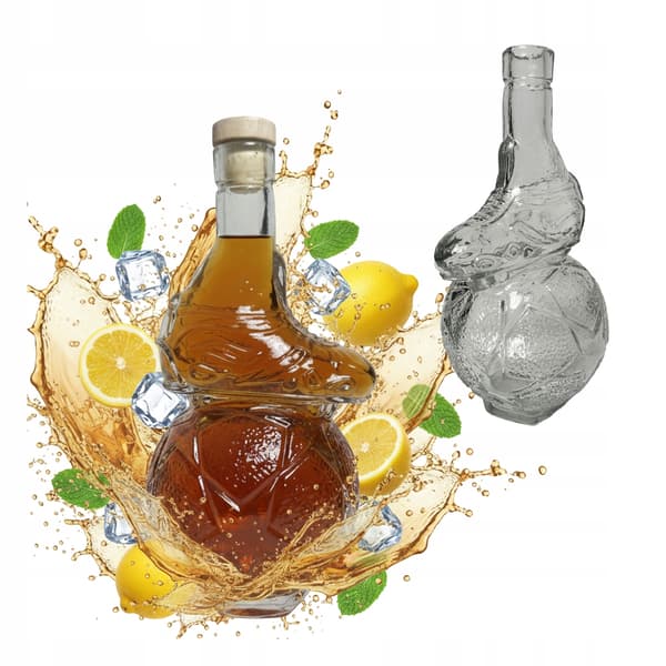 Striker-flaska 500ml glaskaraffkula med stöt för likörer, presentjuice