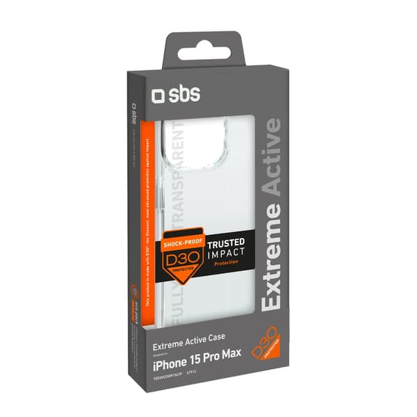 SBS D3O-cover til iPhone 15 Pro Max - Gennemsigtig