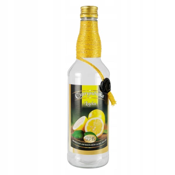 5x Glasflaskor DEKORATIV CITRONVODKA Monopol Glasflaska 500ml Łącka