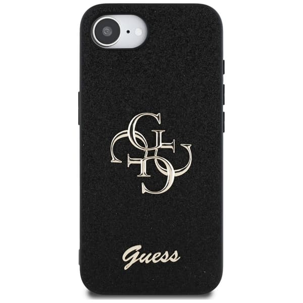 Guess Fixed Glitter Big 4G cover til iPhone 16e, sort