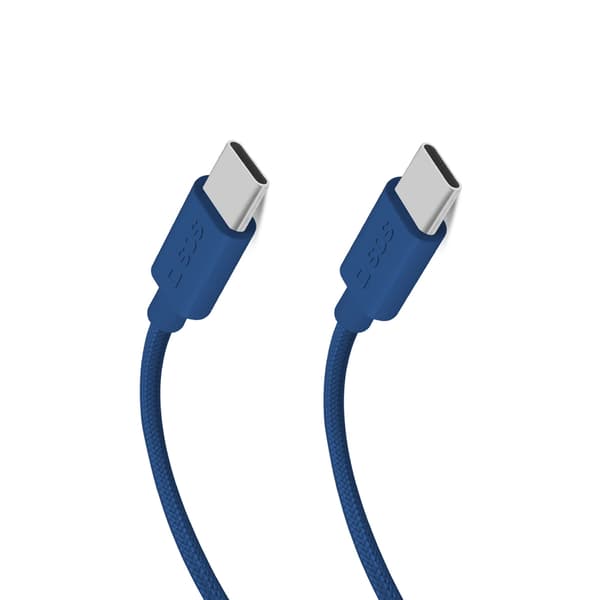SBS TECABLETISSUETCCB USB-C - USB-C 1,5m 60W flettet kabel - blå