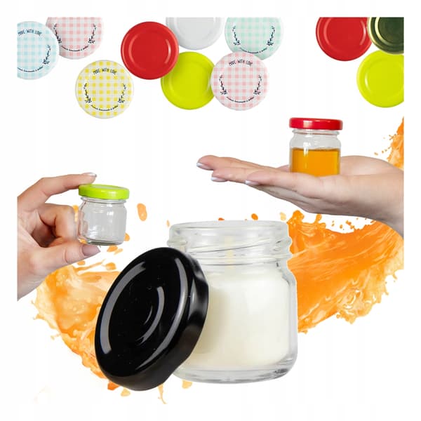 10x GLAS 40ml Til Krydderier HONNING Marmelade Bryllup Mini Glaskrukker