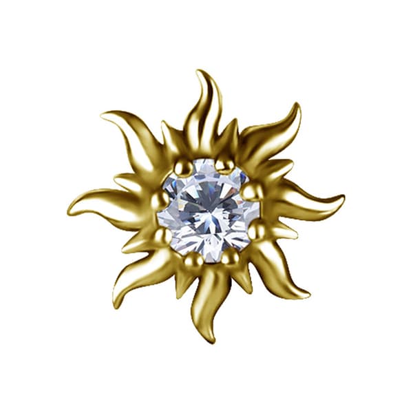 Indstikslåg - sol med hvid zirkon - guld - PI-063