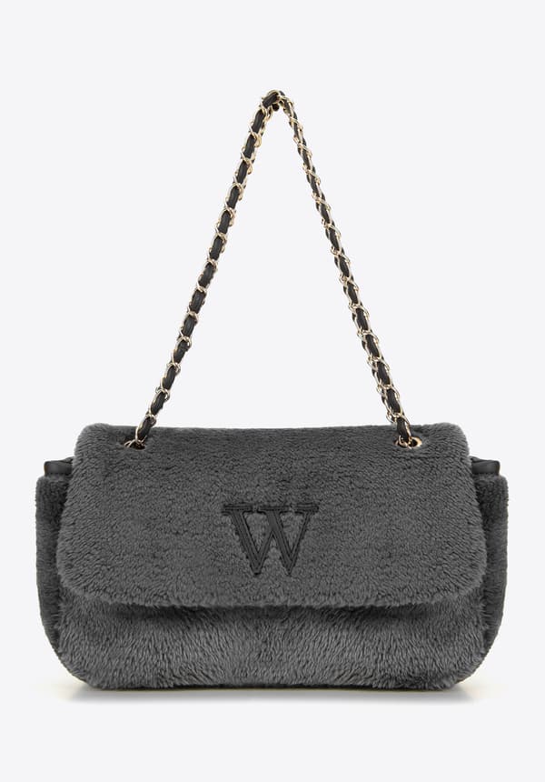 Wittchen Dame crossbody taske med pels, grå, grå polyester