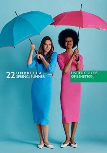 Benetton Lang Automatisk Blomst AC Blomst Lime Punch Paraply