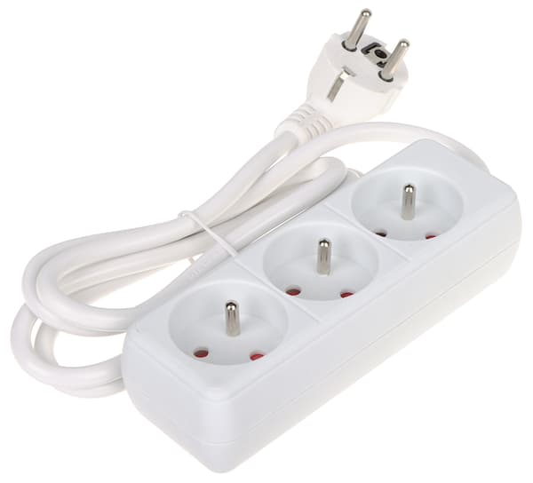 Stikdåse PR-1.5M-3G/W (3 stikkontakter) 1,3 m