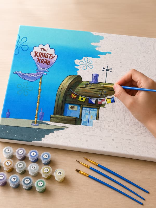 Målning med siffror SpongeBob Krusty Krab 50x40 cm