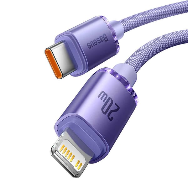 Baseus Crystal Shine USB-C til Lightning-kabel, 20W, PD, 1,2m (lilla)