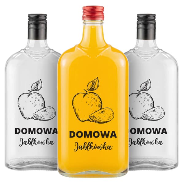10x KLASSISKE 500ml flasker med HJEMMELAVET ÆBLE-ERVICE-print
