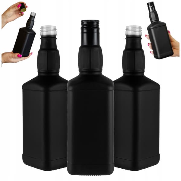 10x Daniel glasflasker 500ml sorte matte til whiskylikører alkohol 0,5l