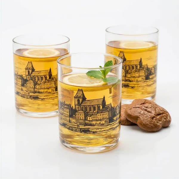 GLASKOP MED PRINT BYEN TORUŃ 400 ML SÆT MED 6 GLASKOP