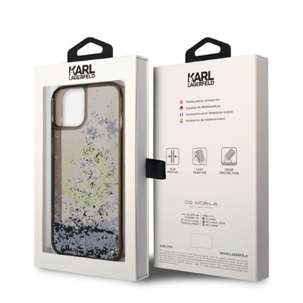 Karl Lagerfeld Liquid Glitter Rundt RSG Logo Etui - iPhone 14 Plus Etui (Sort)