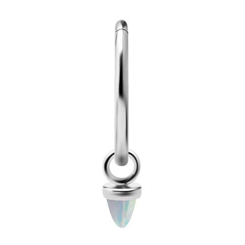 Titanberlock med vit opal - Silver - D-058