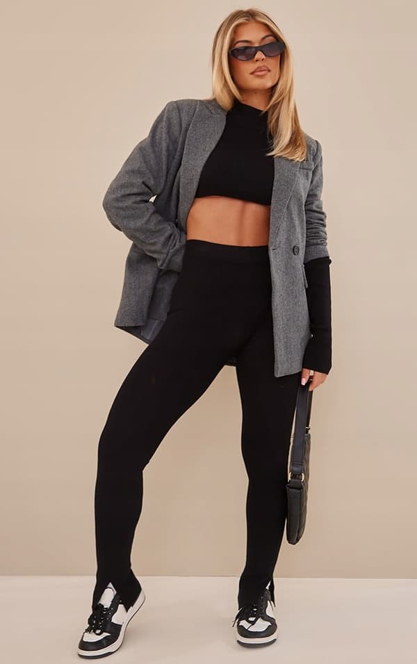 PRETTYLITTLETHING SVARTA RIBBADE BYXOR M M6B