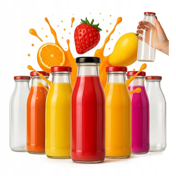 10x KUBUŚ Juiceflaskor 500ml Glasjuiceflaska + Kork Ø43 0,5l