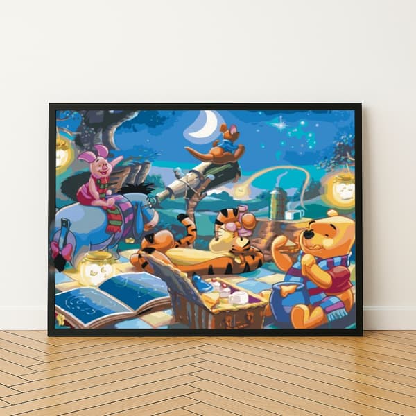 MALING EFTER TAL Billeder til maling - Peter Plys og Disney-stjerner 50x40cm