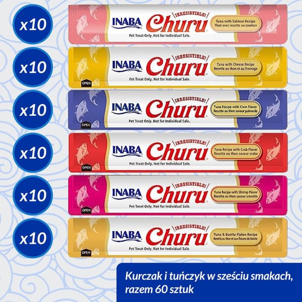 INABA Churu kattgodis med tonfisk 60x14g, 40 bitar