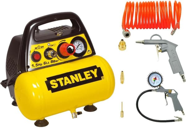 STANLEY OLJEFRI KOMPRESSOR 6L + PNEUMATISKT KIT