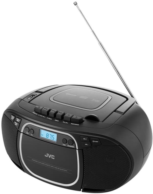 JVC Radio FM Boombox CD USB Bluetooth AUX 3W