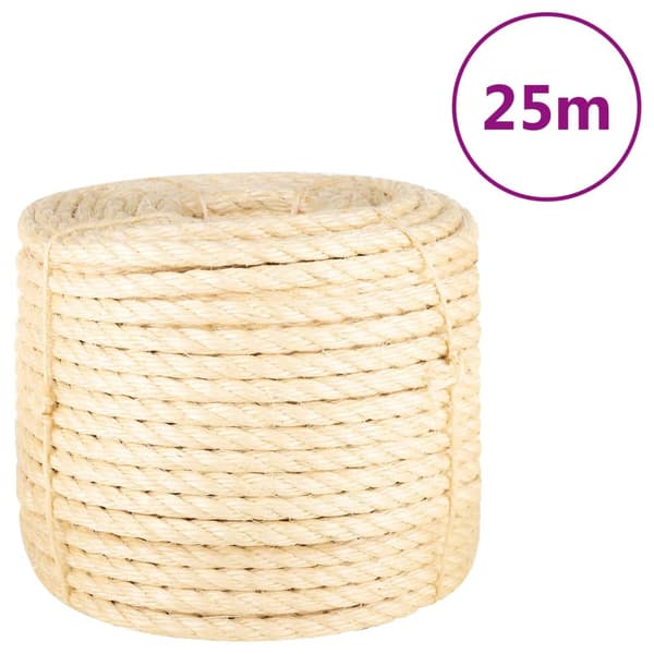 vidaXL-rep, 100 % sisal, 14 mm, 25 m