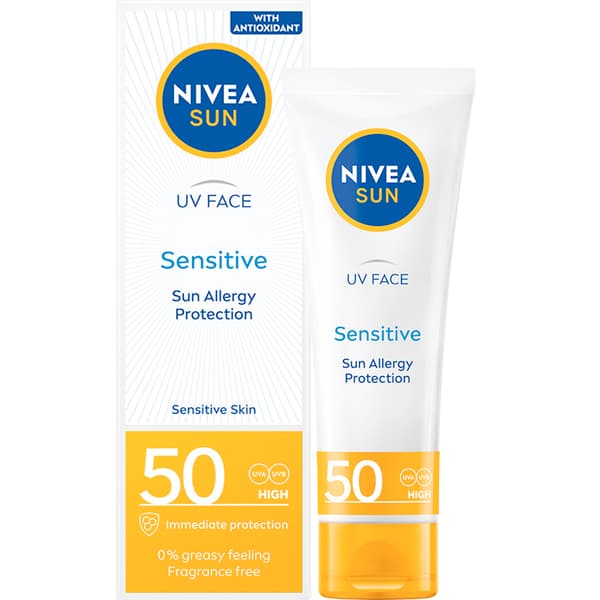 NIVEA SUN Ansiktscreme Sensitive til følsom hud med høj beskyttelse SPF50 50ml