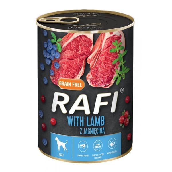 RAFI HUNDEFODER MED LAM, BLÅBÆR OG TRANEBÆR 400G