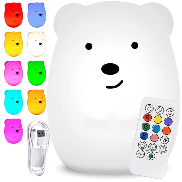 Silikone natlampe Teddybjørn LED RGB
