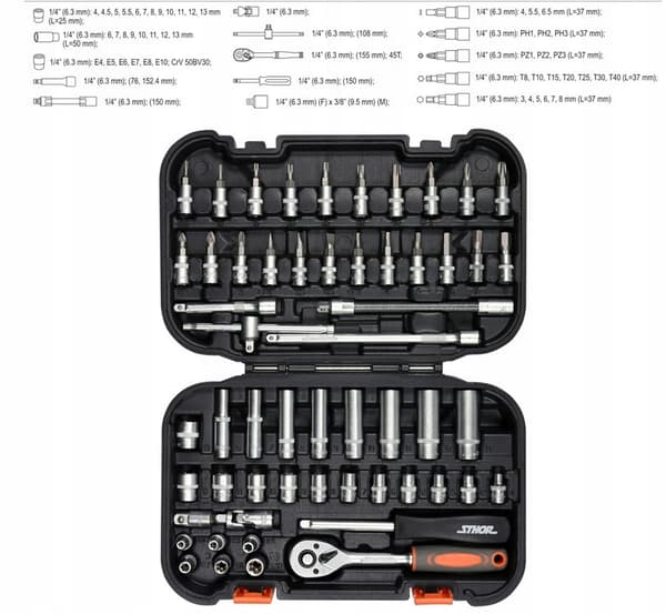 STHOR NYCKELSATS 1/4" 56 delar 58643