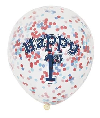 Happy 1 -konfettipallo, 30 cm, 6 kpl.