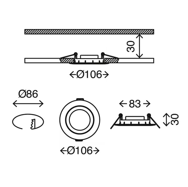 Indbyggede LED-spotlights sæt 3x7W neutral farve roterende hvid downlight